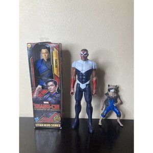 Lot Of 3 Marvel Action Figure Wenwu , Falcon , Rocket Raccoon
